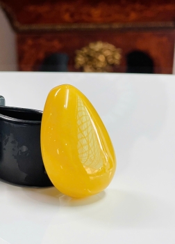 Mặt đá dây chuyền Hổ Phách vàng bơ hoàng gia cao cấp 230311-02-01