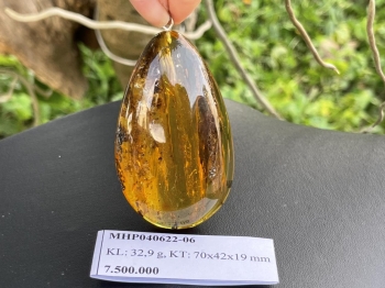Mặt hổ phách Baltic tự nhiên có côn trùng và nhiều dị vật hữu cơ MHP040622-06