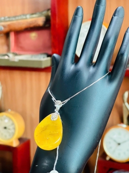 Mặt Hổ Phách vàng bơ siêu đẹp 120322-01 8,8g; 33x23x17