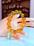 Vòng hổ phách Baltic tự nhiên hạt 14mm vàng bơ thanh khiết – 25g | 130326-01