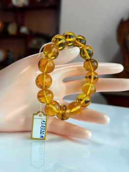 Vòng hổ phách Baltic tự nhiên hạt 14mm vàng bơ thanh khiết – 25g | 130326-01